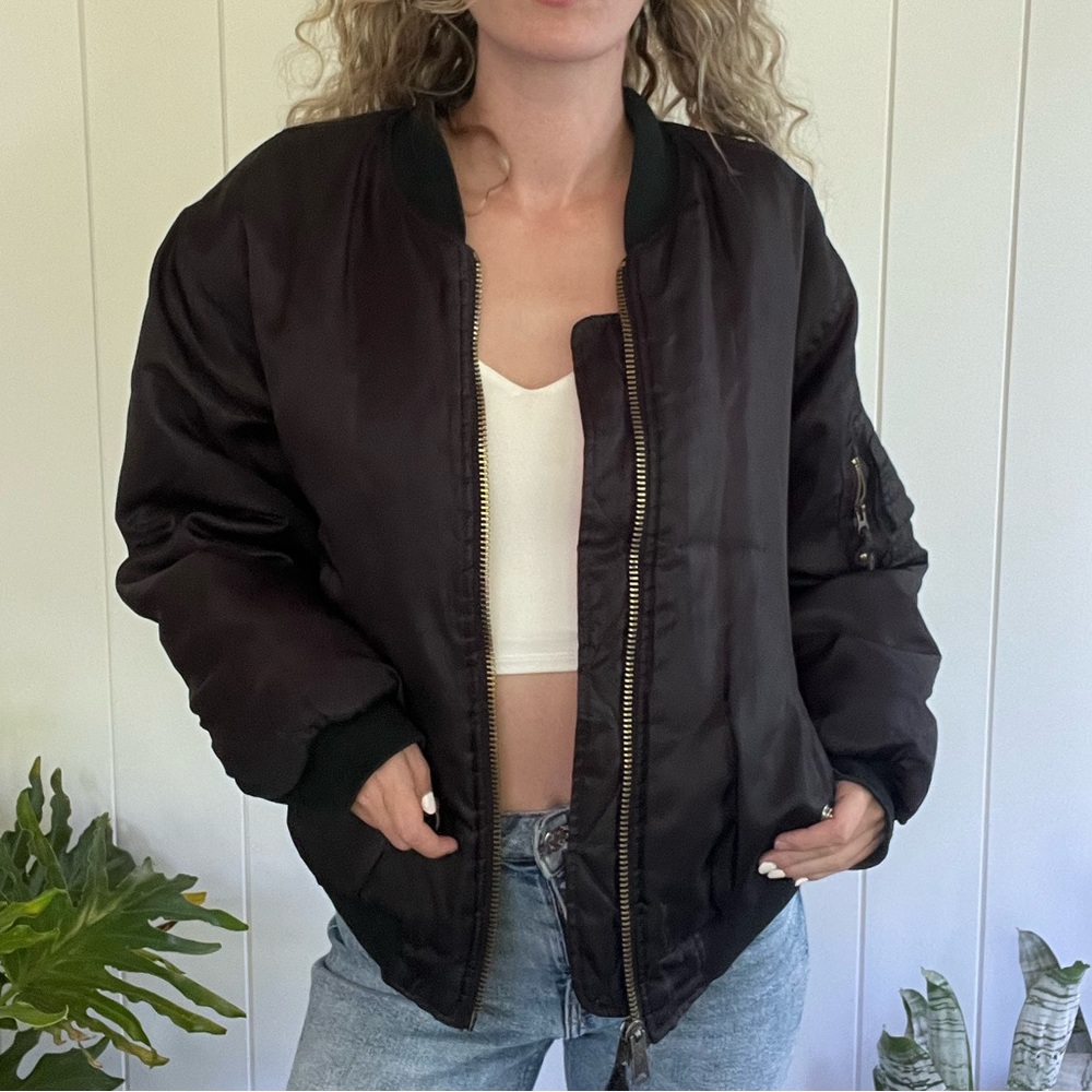Reversible Black & Orange Bomber Jacket